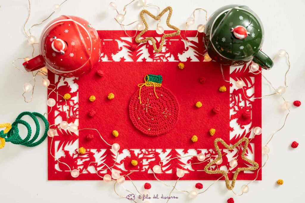 Sottobicchiere Natale all'uncinetto