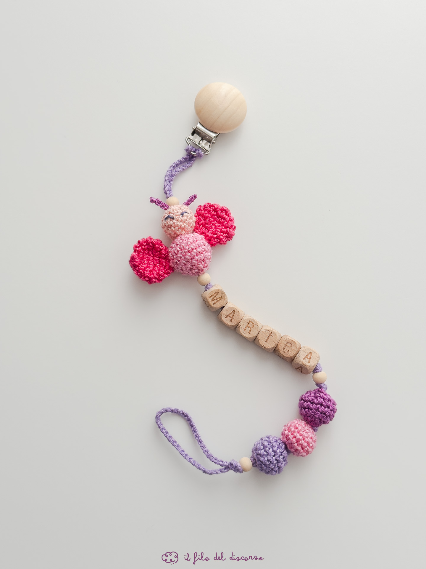 clip ciuccio farfalla amigurumi