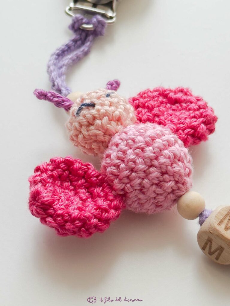 clip ciuccio farfalla amigurumi